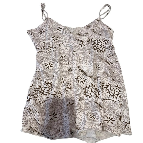 Y2K Twinklzzz White & Brown Paisley Babydoll Cami Tank Top Medium coquette boho - Picture 3 of 8
